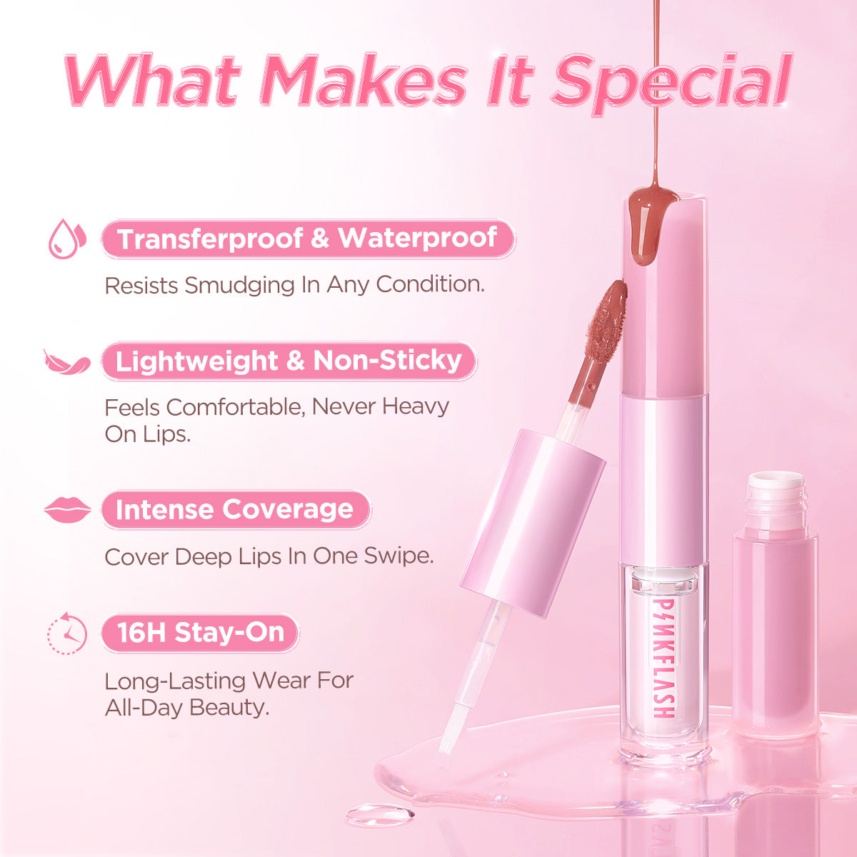 ¡Color Intacto por 16 Horas! – Labial Líquido de Larga Duración