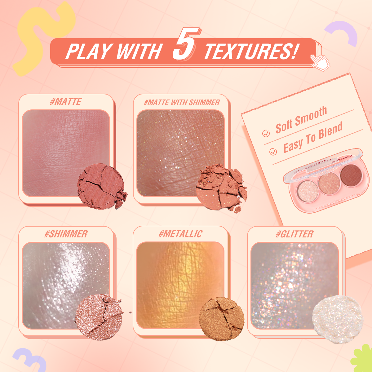 Paleta de Sombras Mini 3 Tonos Pinkflash