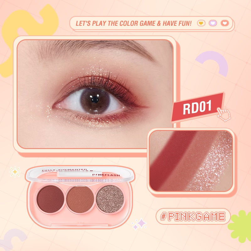 Paleta de Sombras Mini 3 Tonos Pinkflash