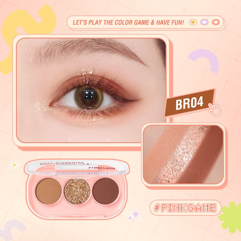 Paleta de Sombras Mini 3 Tonos Pinkflash